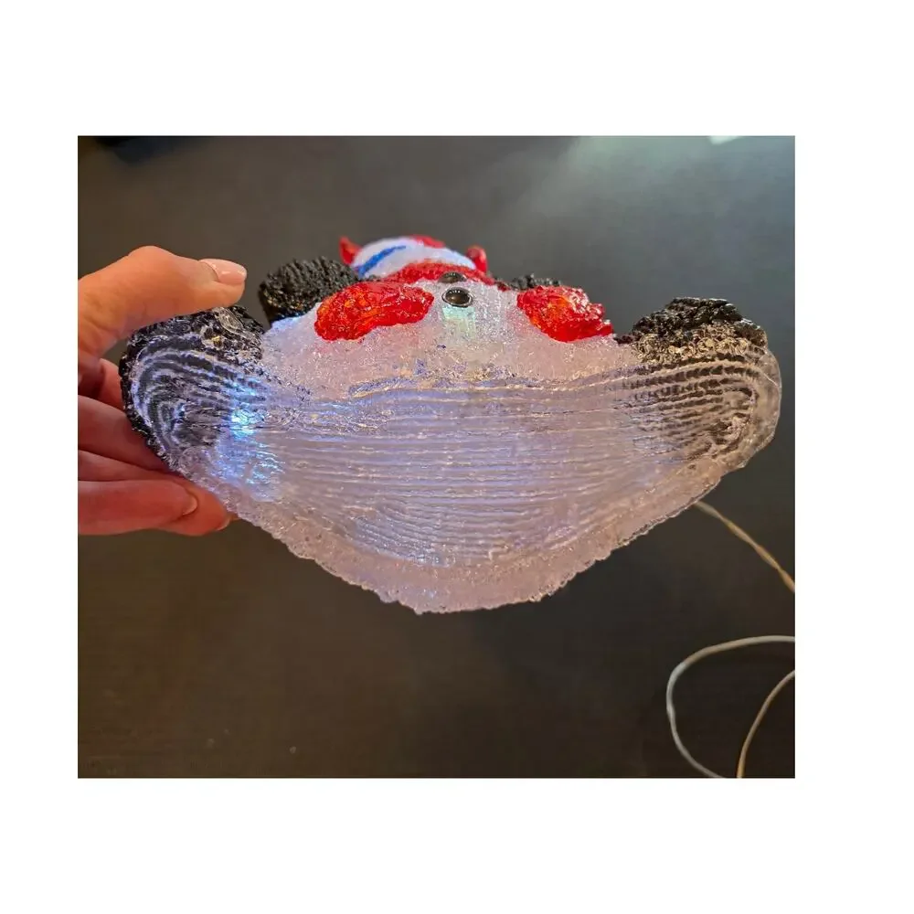 Vtg Seasons Design Stacked Acrylic White LED Light Up Snowmen Holiday Decor